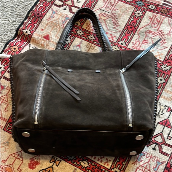 ALLSAINTS Handbags - ALLSAINTS Dark Brown Suede Tote with Zipper Details
